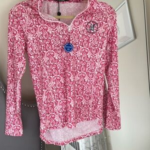 Ralph Lauren Pink and White Patterned Long Sleeve Top